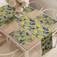 thumbnail image 2 of Ambesonne Floral Table Runner & Placemats, Contrast Tones Florets, Placemat 4 pcs + Runner 14"x90", Yellow and Grey, 2 of 2