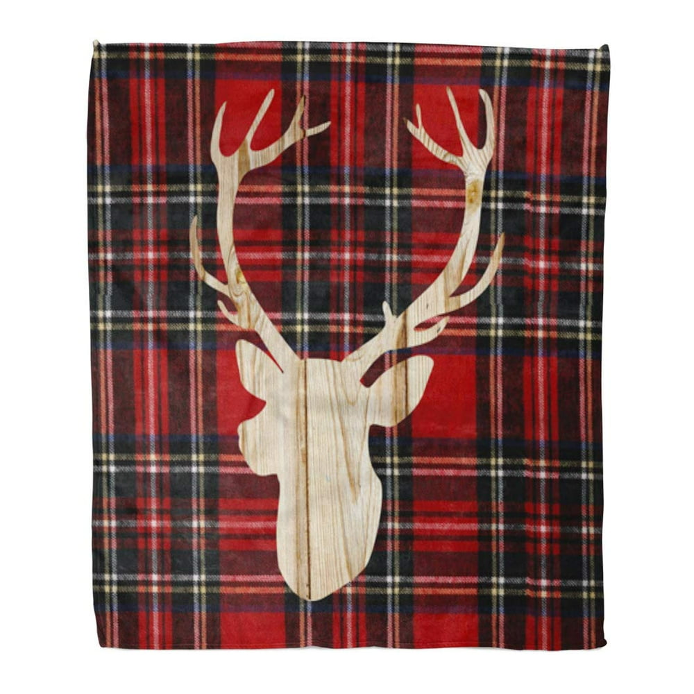 LADDKE Throw Blanket 50x60 Inches Antler Flannel Deer Head Buffalo