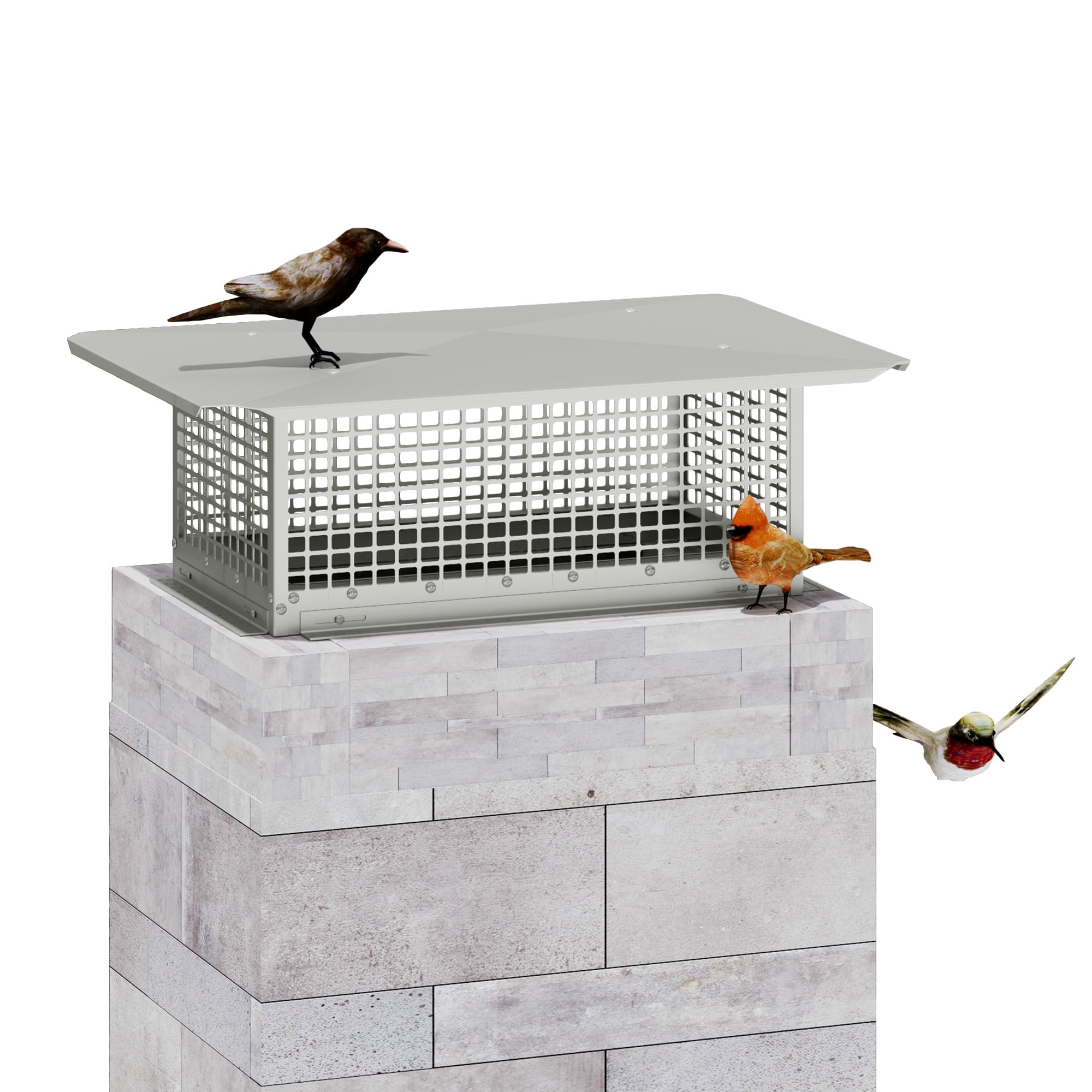 Uforic 24" x 13" Stainless Steel Chimney Cap, Heavy-Duty, Adjustable Fireplace Flue Cover, Rust-Resistant Iron, Weatherproof