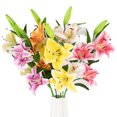 thumbnail image 1 of Visland Artificial Lily Flowers Full Bloom Fake Latex Real Touch Artificial Flower Bouquets with 3 Heads Wedding Party Decor Home Decor, 1PCS, 1 of 6