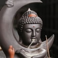 thumbnail image 4 of Buddha Incense Burner Backflow - Zen Ceramic Cone Incense Waterfall Burner, Moon Smoke Fountain Incense Holder with Cones & Tweezer & Fire Mat for Aromatherapy/Yoga/Home/Room/Office Deco, 4 of 15