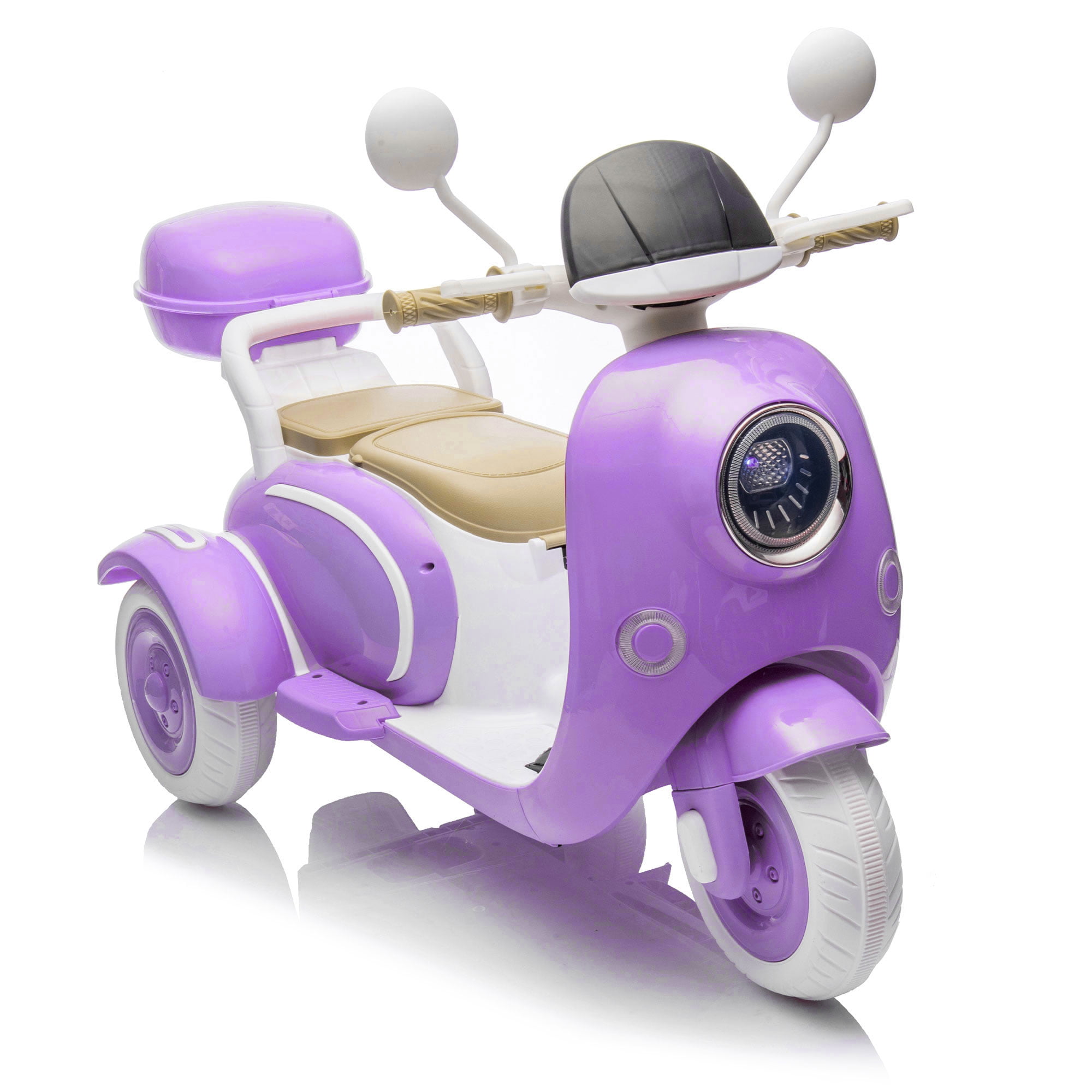 CIRUI 2 Seater 12V Kids Motorcycle, 3 Wheel Ride Dual Motorcycle, Suitable for 3-6 Years Old Children Toy 12V Electric Motorcycle, Suitable for Children, with Front Light/USB/Storage Box Purple