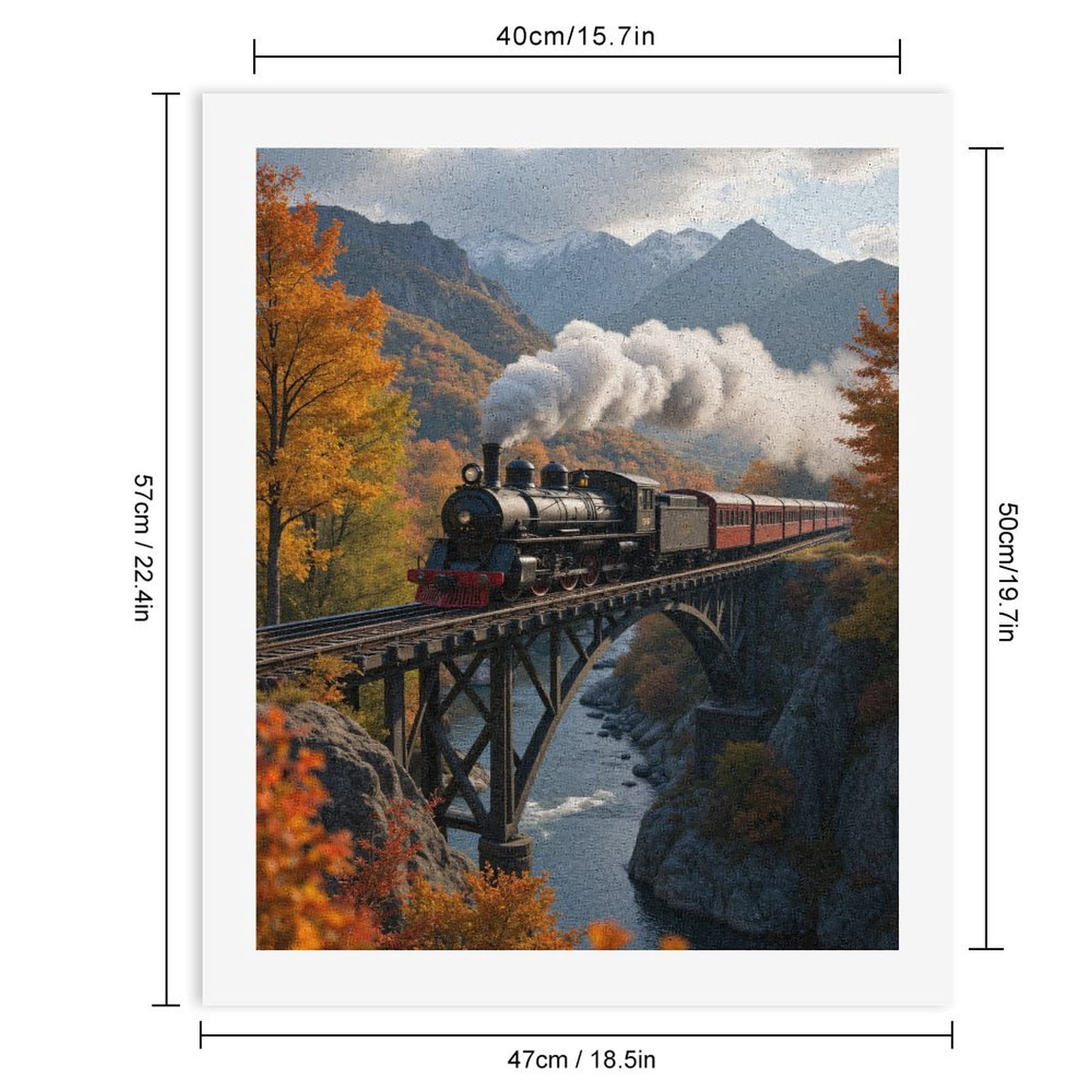 Paint by Numbers Kit for Adults, Steam Train Autumn Bridge Landscape Paint by Numbers, Easy Paint by Numbers Kit for Adults Beginner, DIY Adult Paint by Number Kits on Canvas, Home Decor