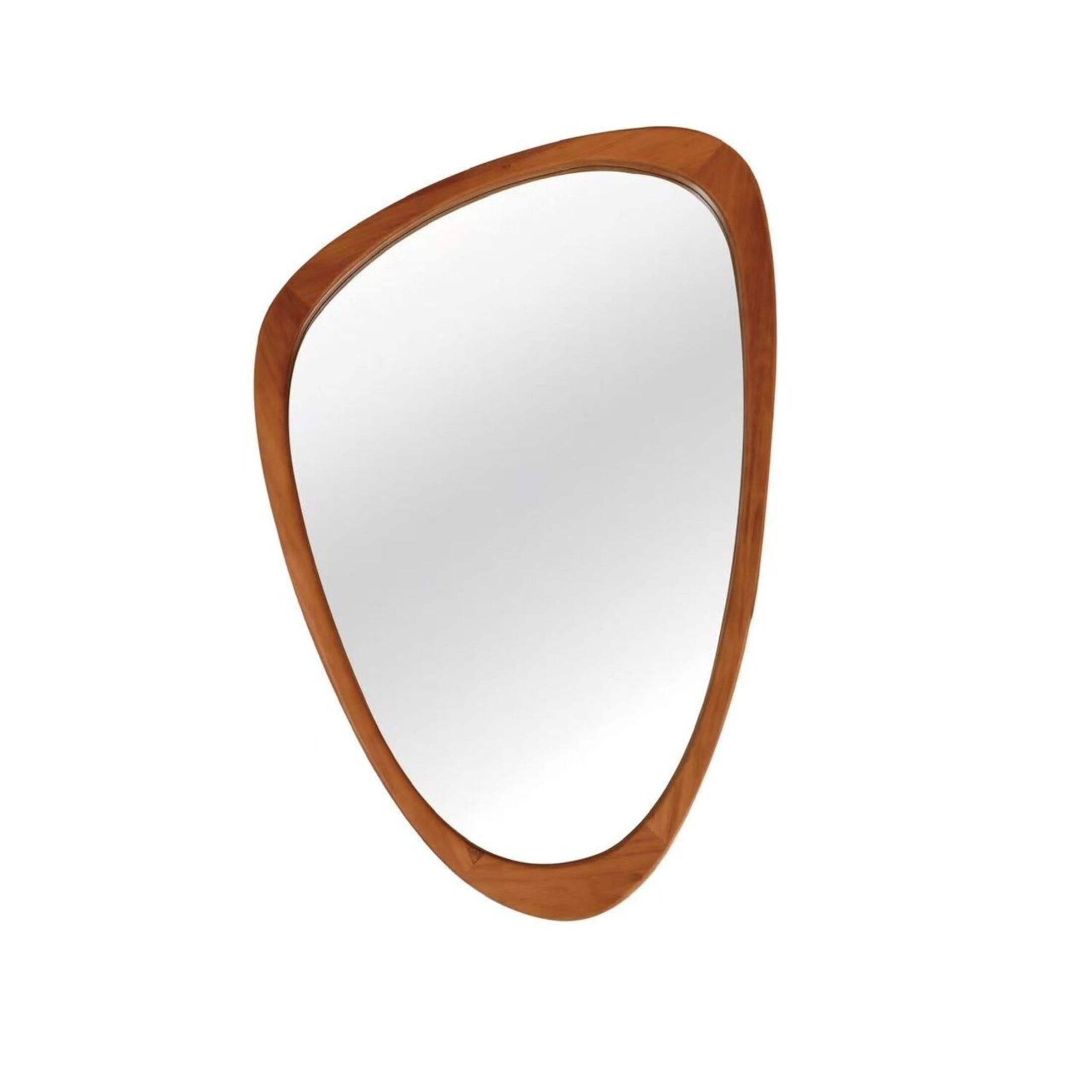 Noble House 20"x30" Irregular Solid Wood Wall Mirror, Modern Asymmetric Decorative Accent Bathroom Mirror, Yellowish Brown