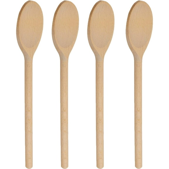 3/4/6 Pcs 12 Inch Wooden Spoons, Long Handle Wooden Cooking Mixing Oval Spoons for Baking Cooking Tasting Stirring - Sauce Spoons, Made of Natural Beechwood
