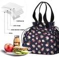 thumbnail image 4 of Pioneer Flower Floral Print Pattern Drawstring Lunch Bag Women - Drawstring Lunch Bag Insulated for Work Office - Stain-Resistant Large Lunchbags for Women with Multi-Pockets, 4 of 6