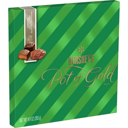Hershey's Pot of Gold, Holiday Caramel Assorted Milk and Dark Chocolates Candy, 9.9 Oz