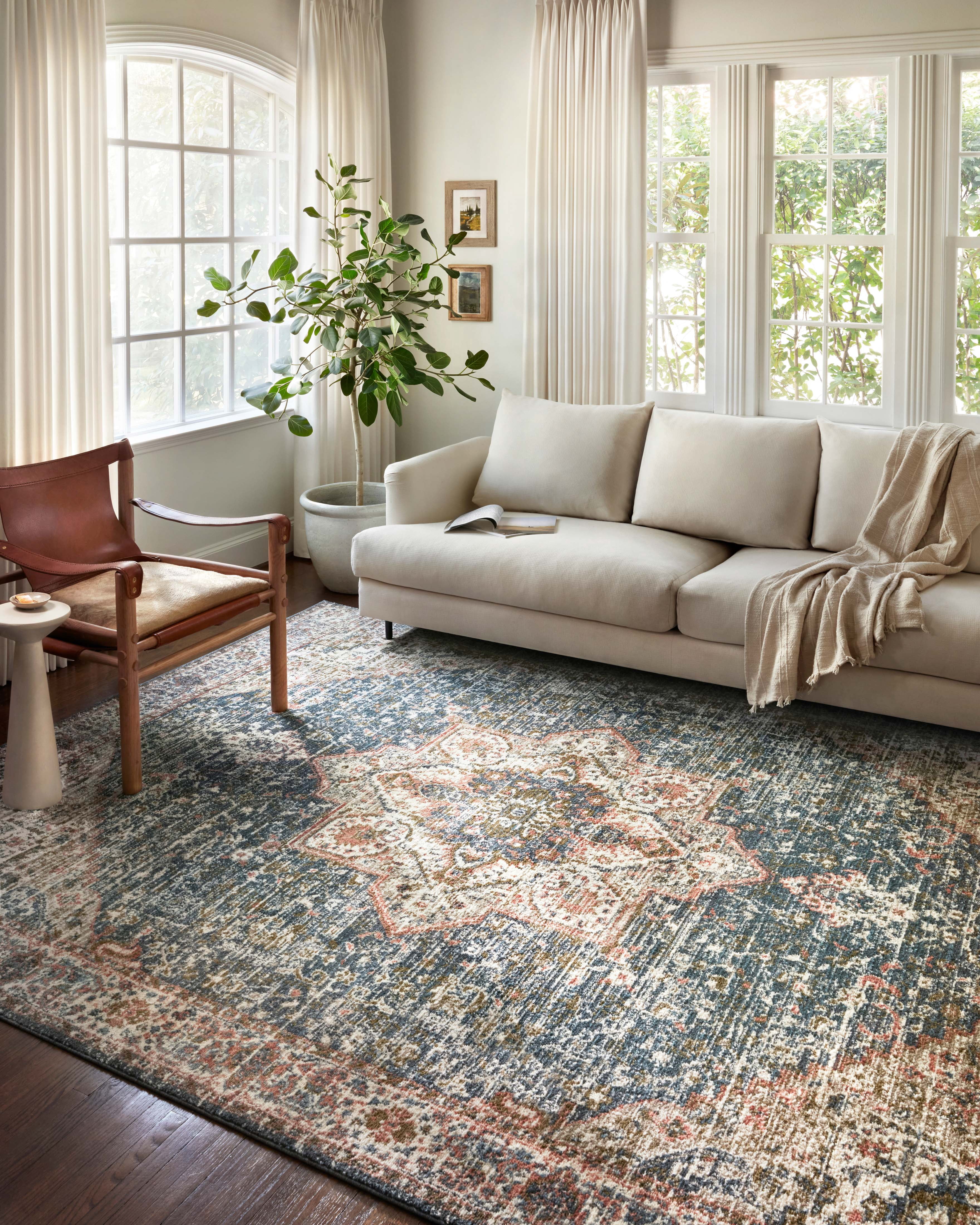 Loloi II Saban SAB-01 Oriental Blue / Multi Area Rug 6'-7" x 9'-3"