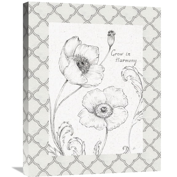 Global Gallery Daphne Brissonnet 'Blossom Sketches Words I Border' Canvas Wall Art