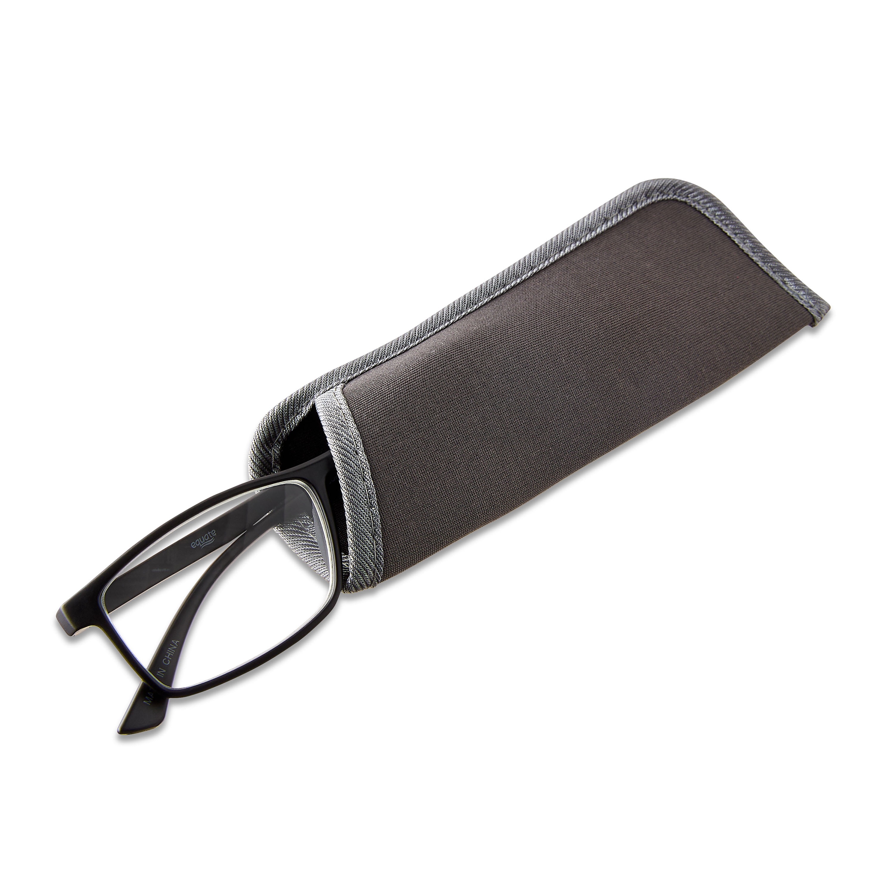 Equate Men's Jackson Rectangular Reading Glasses with Case, Matte Black, +3.25