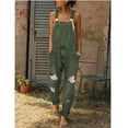thumbnail image 4 of AherBiu Denim Jumpsuits for Women Ripped Hole Bell Bottom Jeans Overalls Sleeveless Suspender Rompers, 4 of 6