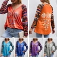 thumbnail image 4 of Camiseta vintage para mujer, estampado floral, cuello en V, manga larga, otoño, camisetas Abanopi Gris/Extragrande, 4 of 7