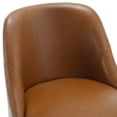 thumbnail image 6 of Foreate Swivel PU Bar Stools Set of 2, 26" Counter Height, Uholstered Leather with Mid-Back & Wood Legs, Modern Chair Island Stool for Kitchen Pub, Brown, 6 of 14