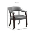 thumbnail image 7 of Bowery Hill Traditional Gray Faux Leather Arm Chair with Casters, 7 of 7