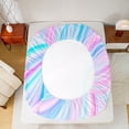 thumbnail image 5 of Feelyou Teens Dreamy Artwork Queen Sheet Sets, Modern Fashion Stripes Flat Sheet, Blue Pink Abstract Queen Fitted Sheet, Luxury Bedroom Decor, 4pcs, 5 of 7