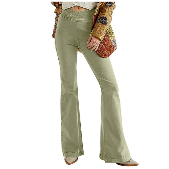 REORIAFEE High Waisted Workout Leggings Tall Bell Bottom Palazzo Pants Running Gym Pull On High Waisted Casual Pants Lightweight Baggy Stretchy Trousers 2024 Trending Fashion Clothing