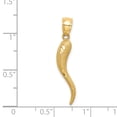 thumbnail image 3 of 14K Yellow Gold Charm Pendant Men'S 30 mm 5 Solid Diamond-Cut Italian Horn, 3 of 4