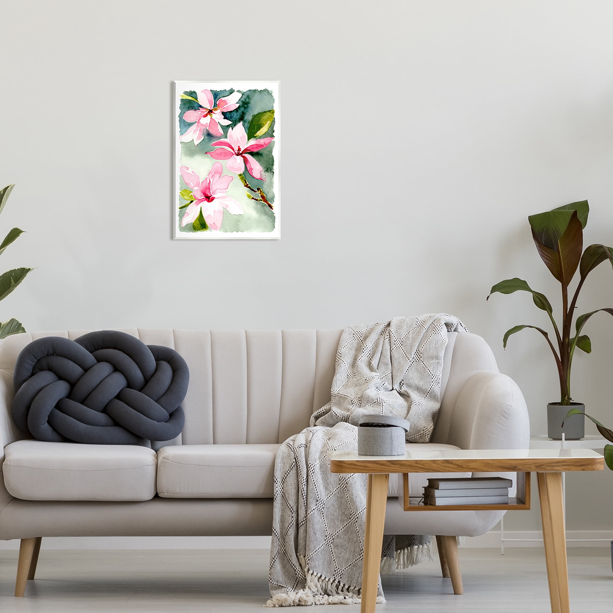 Stupell Industries Pink Flowers Watercolor Botanical & Floral Painting Unframed Art Print Wall Art, 13 x 19