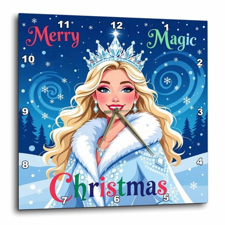 3drose Merry Magic Christmas Lovely Snow Queen Beauty. Artsy Gift Card 15x15 Wall Clock