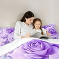 thumbnail image 4 of Manfei Cute Butterflies 7pcs Bedding Comforter Set,Flying Animal Queen Bedding Sets,Purple Flowers Queen Sheet Sets For Girls Kids,Super Cozy Room Decor, 4 of 8