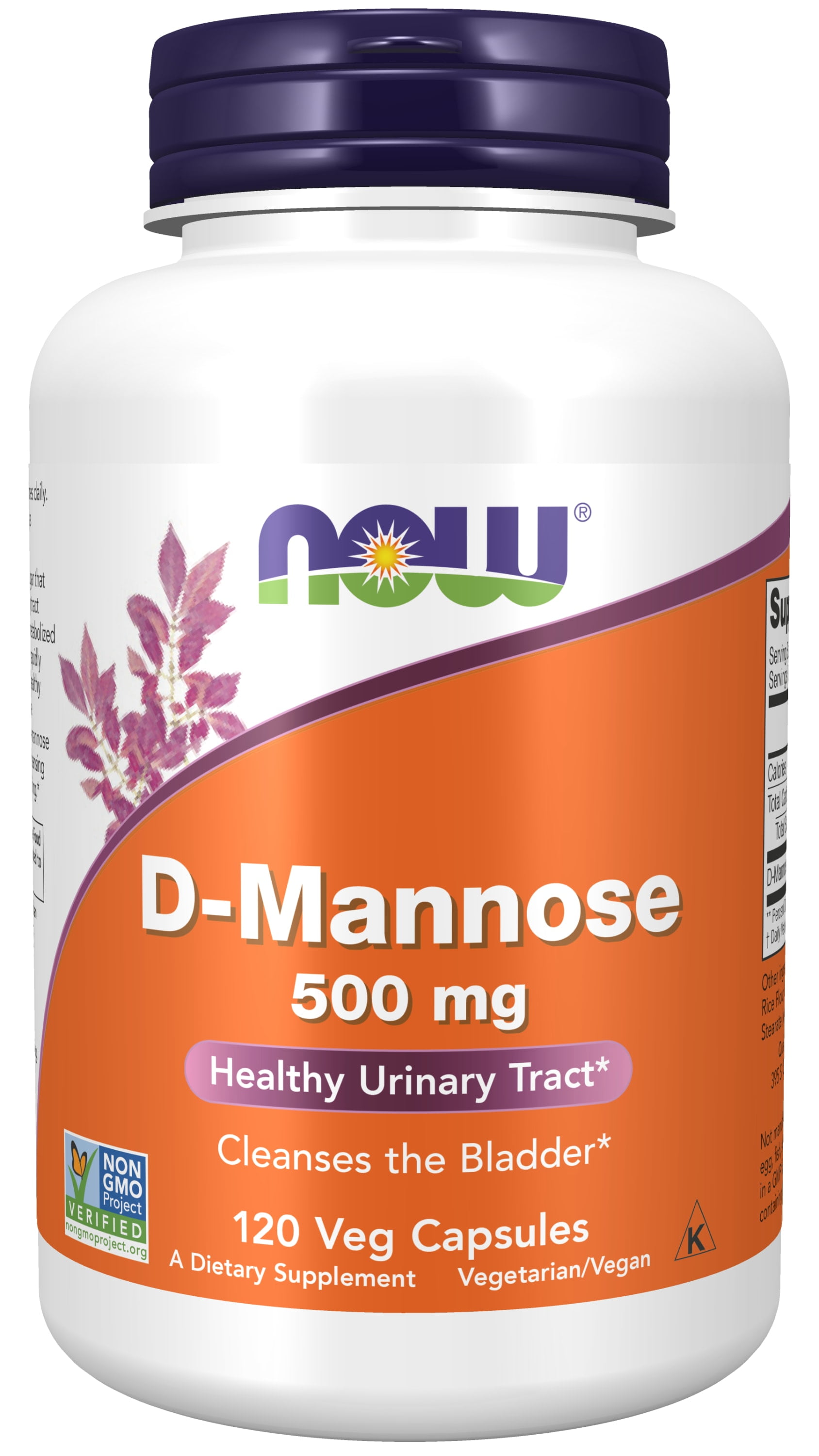 NOW Supplements, D-Mannose 500 mg, Non-GMO Project Verified, Healthy Urinary Tract*, 120 Veg Capsules
