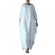 thumbnail image 4 of Vestido largo holgado para mujer, estilo playero, con vuelo amplio, de media manga, cuello redondo, de algodón y lino, estilo retro, tallas grandes, blanco, L-5XL, 4 of 8