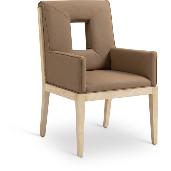 Meridian Furniture Gwendolyn Brown Vegan Leather Dining Arm Chair