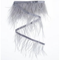 1Bag 2.2 Yards Feather Trim Fringe Ostrich Feather Womens Clothing Strand Costume Accessories 3-4 Inch Natural Feathers Fringe Trims Ribbon for Dress Sewing Wedding Decoration Light Gray