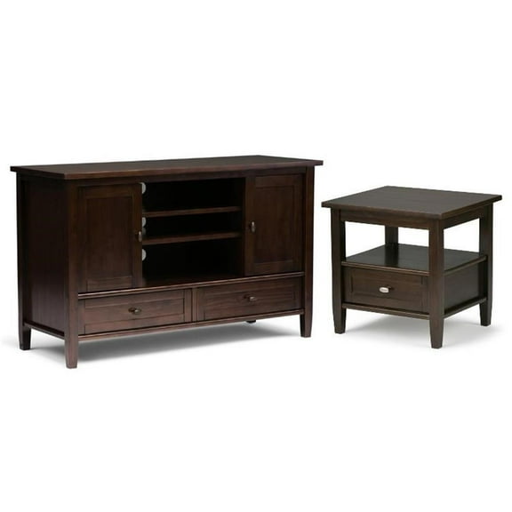 Home Square 2-Piece Set with 47" TV Media Stand and 20" Rectangle End Side Table