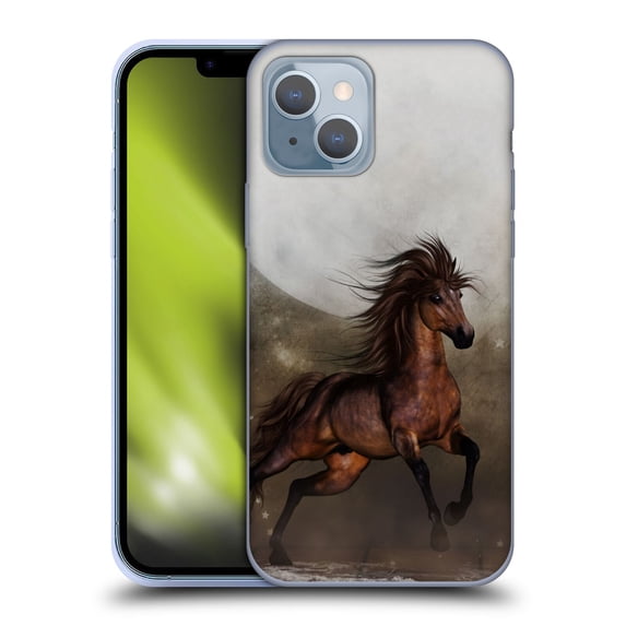 Head Case Designs Officially Licensed Simone Gatterwe Horses Brown Soft Gel Case Compatible with Apple iPhone 14