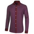 thumbnail image 2 of MODA NOVA Big & Tall Men's Printed Long Sleeves Button Down Dress Shirt Burgundy 2XLT, 2 of 5