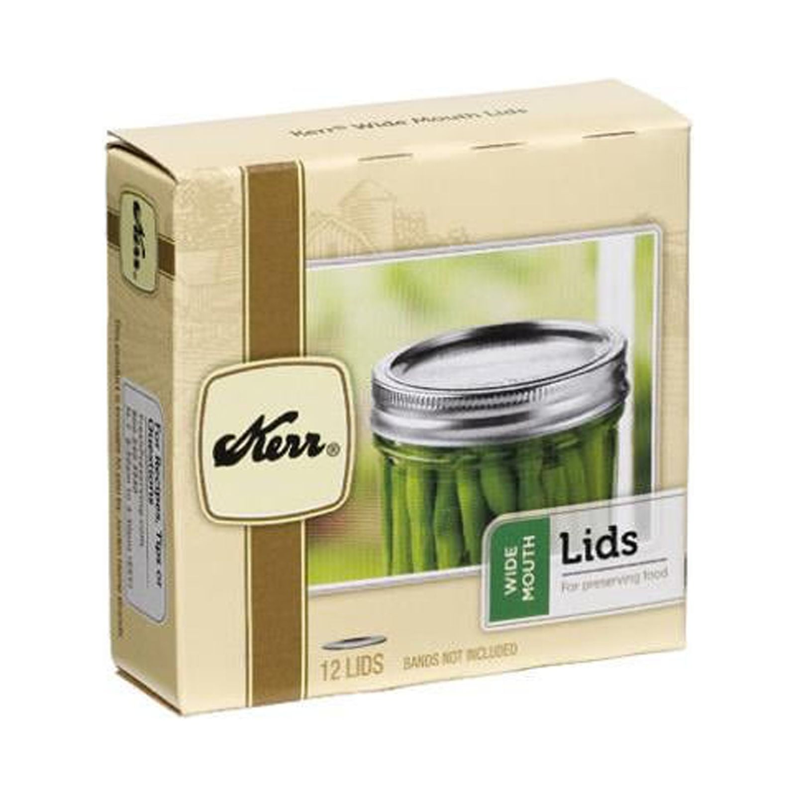 (2 pack) Kerr Canning Lids, Wide Mouth Mason Jar Lids Without Bands, 12 Count, Steel