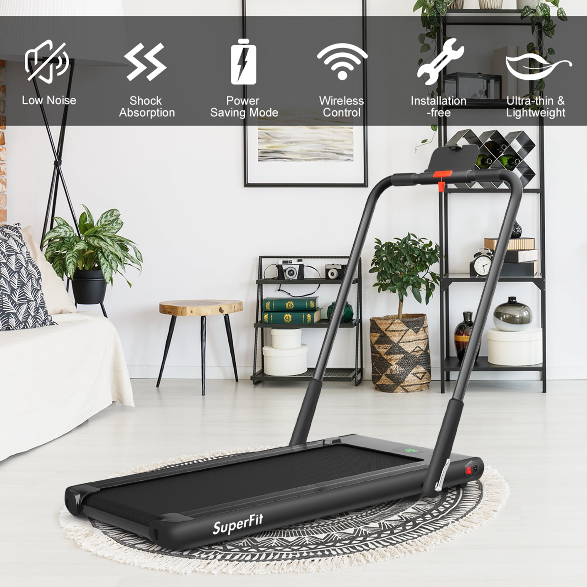 Gymax 2.25HP Under Desk Electric Pad Treadmill Running Machine w/ APP Black