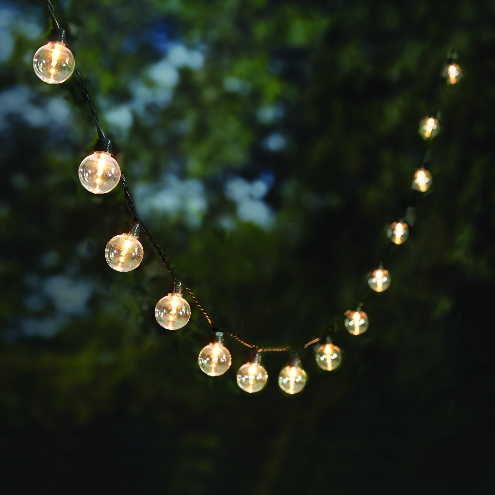 Mainstays 20-Count Indoor Outdoor Incandescent String Lights, with Black Cord, AC-Powered, 6 Volts