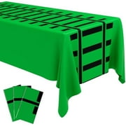 3 Pcs Train Party Decorations Railroad Track Tablecloths Express Train Birthday Party Supplies 54 x 108 Inch Plastic Table Covers for Christmas Halloween Railroad Track Western (Green)