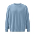 thumbnail image 5 of Mens Sweaters Crew Neck Long Sleeve Solid Color Fashion Loose Thicken Fall Pullover Sweater Blue XL, 5 of 7