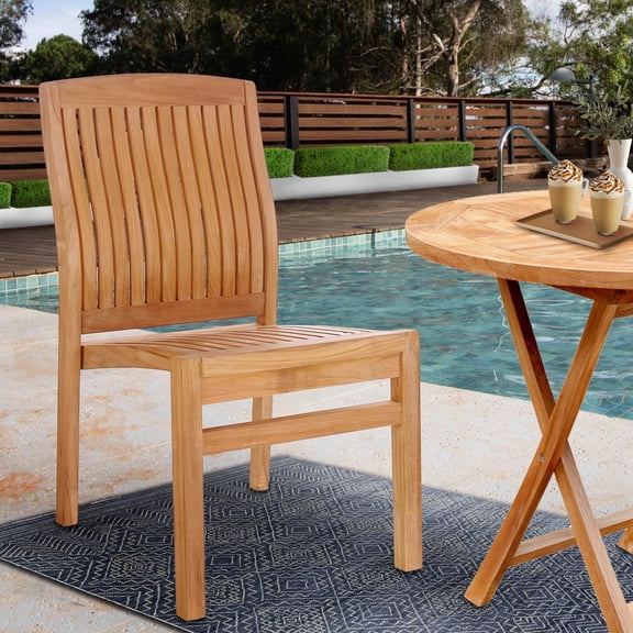 Teak Wood Belize Outdoor Patio Dining Side Chair, A-Grade Teak Wood
