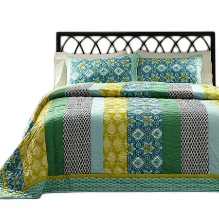 Addison Blue Floral Cottage King Queen Twin Quilt Set