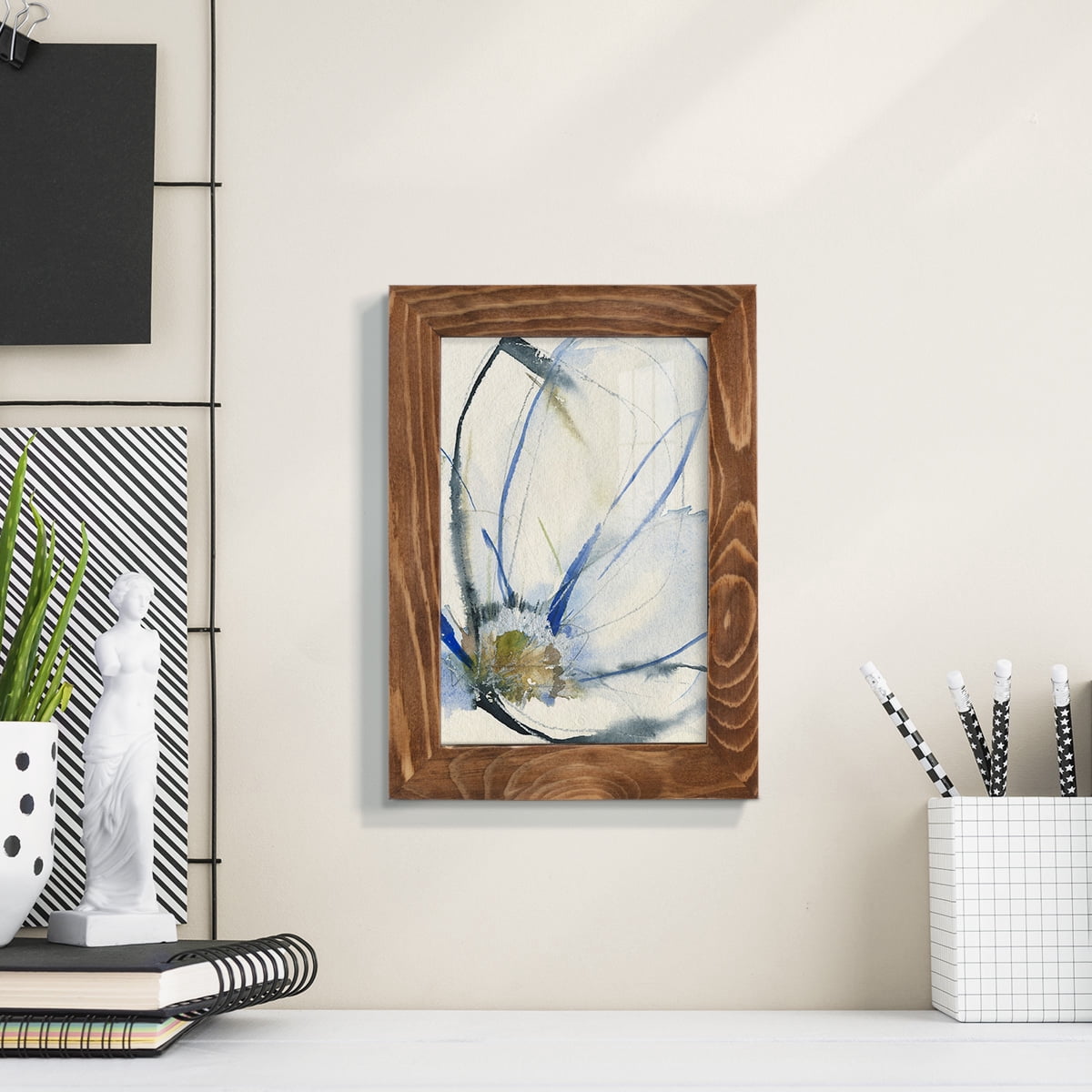 Cobalt & Paynes Petals II - Framed Print w/glass - Walnut