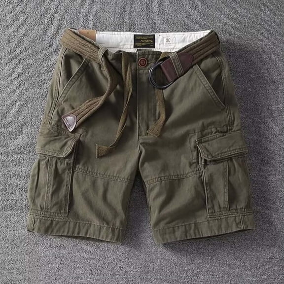 COSFO Solid Men Cargo Shorts Casual Work Relaxed Fit Shorts Outdoor Multi Pockets Shorts