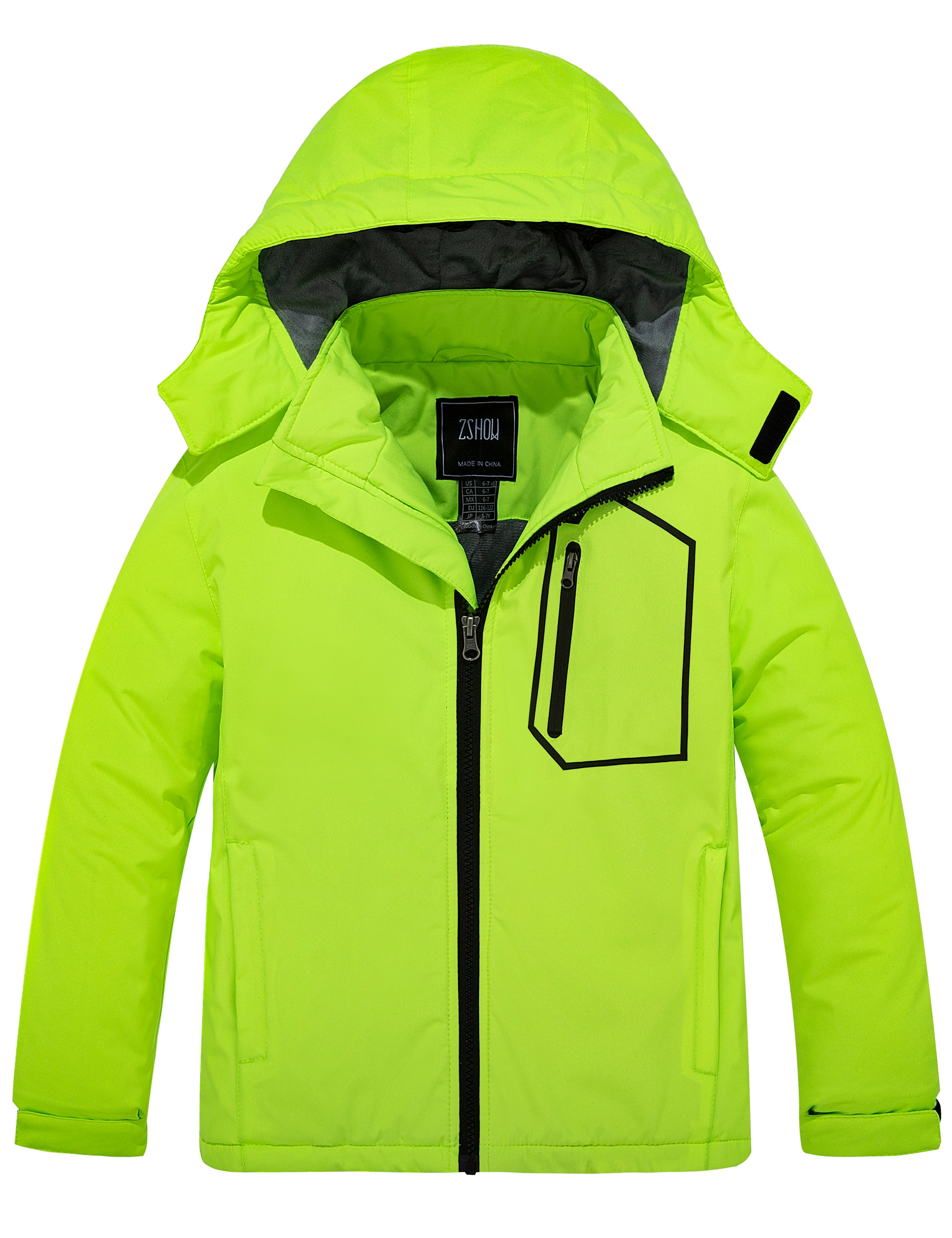 ZSHOW Boys Waterproof Ski Jacket Windbproof Thick Winter Parka Coat with Detachable Hood 