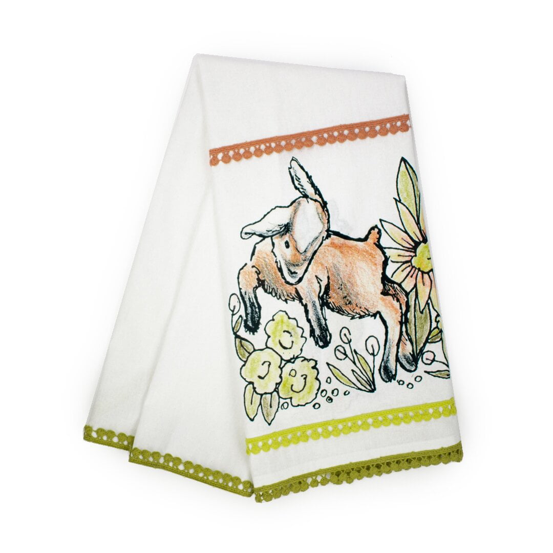 Kitchen Towel and Potholder Home Decor Gift Set Girl Loves Goats
