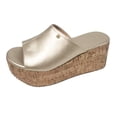 thumbnail image 1 of B91xZ Sandals for Women Rhinestone Glitter Slip On Footbed Platform Sandals Slippers,Gold 9, 1 of 3