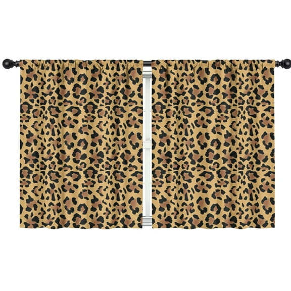 Blackout Kids Curtains,Brown and Black Leopard Print Childrens Insulated Curtains Set Of 2,Bedroom Essentials,Toddler Room Decor 42"x54"