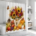 thumbnail image 5 of Thanksgiving Pumpkins Bathroom Shower Curtains with 12 Hooks Polyester Waterproof Shower Curtain for Stalls and Bathtubs Fall Maple Butterflies Sunflowers Decorative Bathroom Curtain 36x72 Inches, 5 of 7