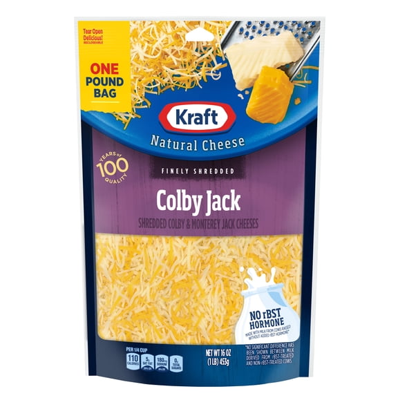 Kraft Natural Colby Jack Finely Shredded Cheese, 16 oz Bag