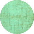 thumbnail image 1 of Ahgly Company Machine Washable Indoor Round Oriental Turquoise Blue Modern Area Rugs, 4' Round, 1 of 4