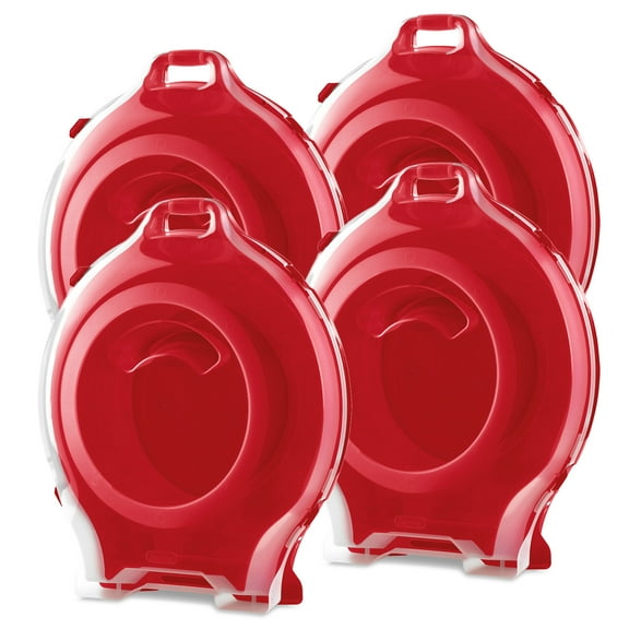 Sterilite Clear Nesting Storage Christmas Holiday Wreath Box, Red (4 Pack)
