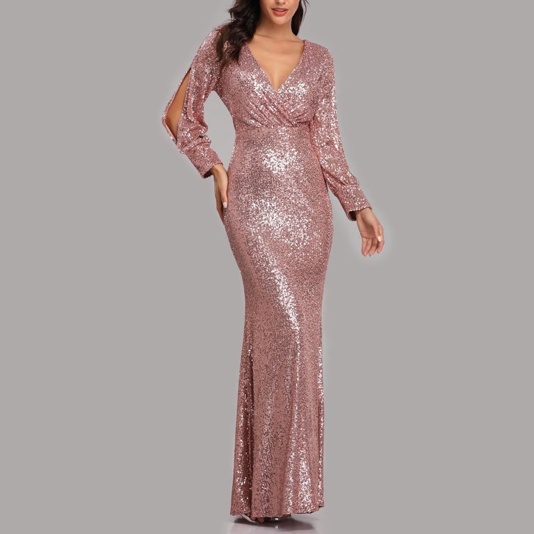 Prolriy Wedding Guest Dresses for Womens Fishtail Evening Dresses  Embroidered Sleeveless V Neck Wedding Bridesmaid Long Dress Floor Length Gowns  Party Dresses 2025 Formal Dress Pink S - Walmart.com