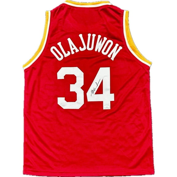 Hakeem Olajuwon Signed Autographed Red Jersey JSA Authenticated